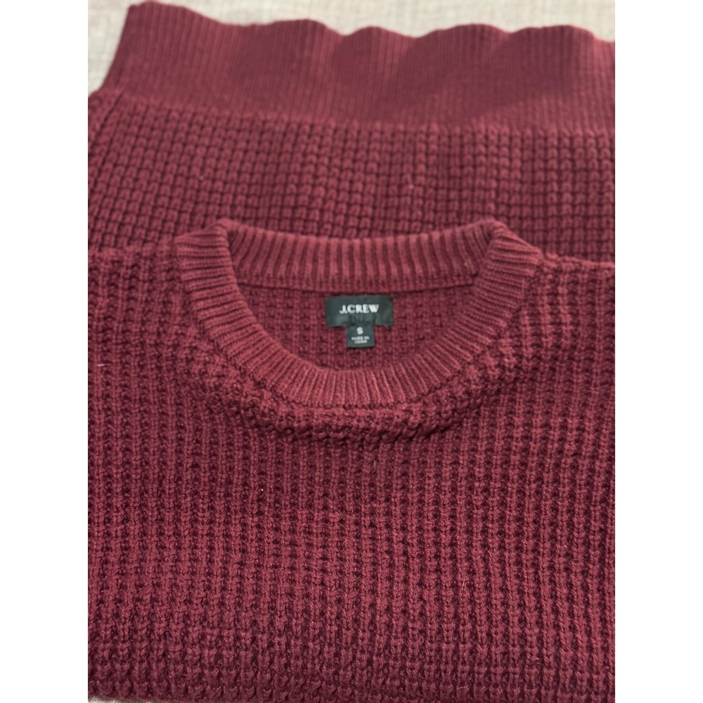 J.Crew Sweater Mens S Burgundy Waffle Knit Crewneck Cotton